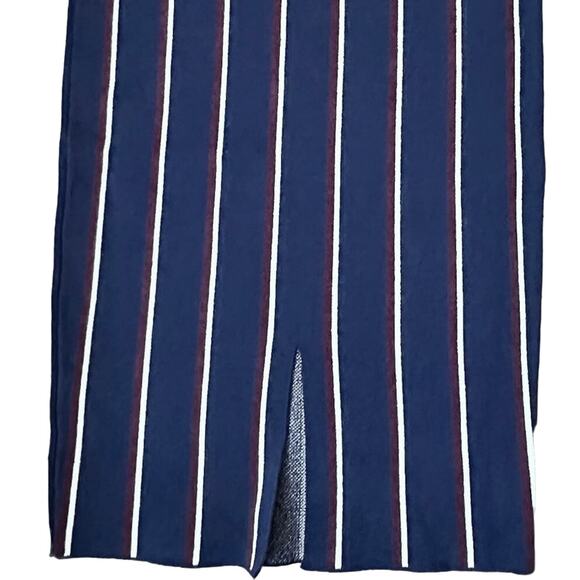 Rachel Roy Pencil Skirt Midi Skirt High-Rise Striped Navy Blue Red Size XS NWOT - Picture 7 of 12